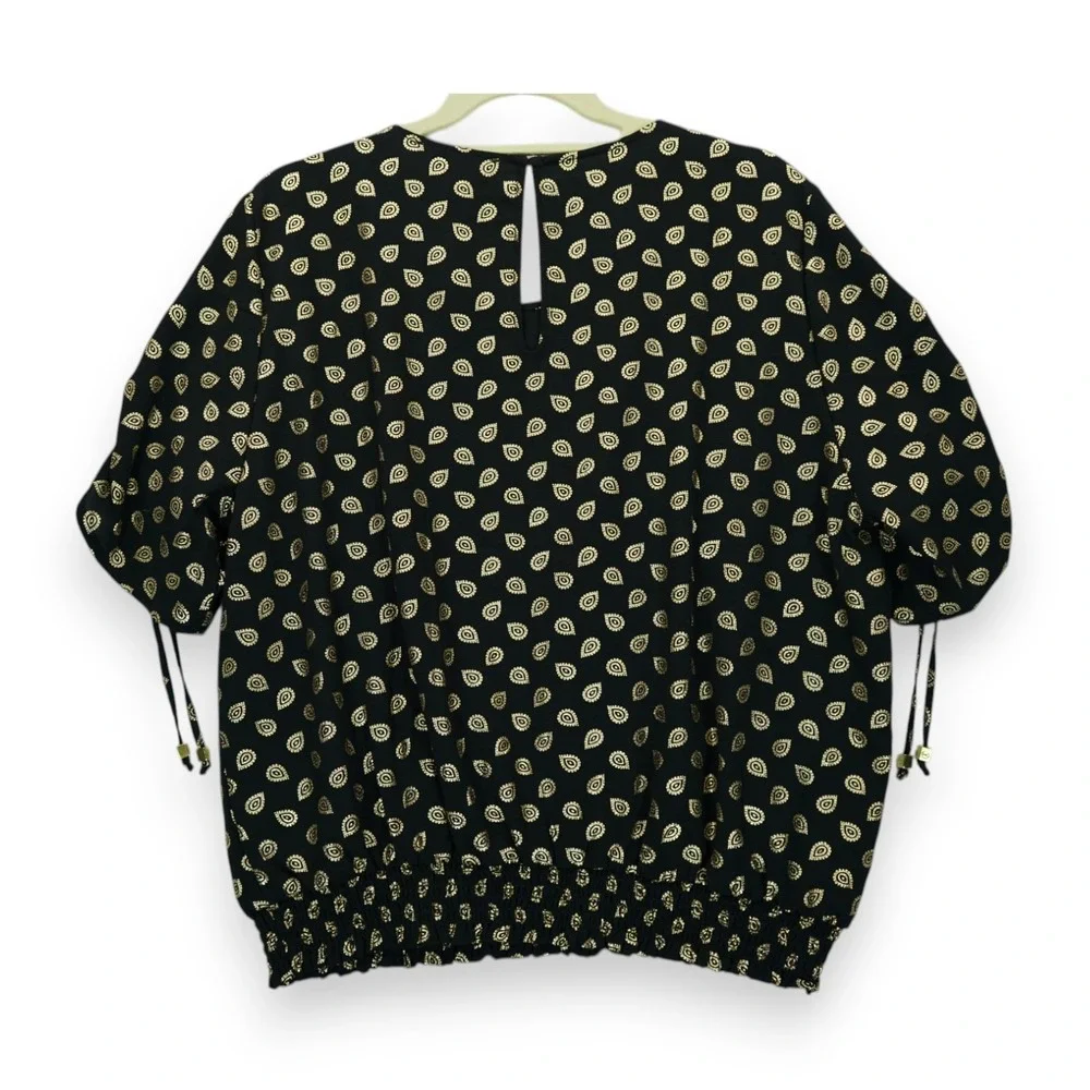 NWT Michael Kors Women's Blouse All Over Print‎ Size XL Short Sleeve MSRP $110